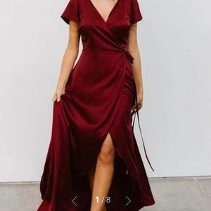 Baltic Born Krystal Satin Wrap Gown